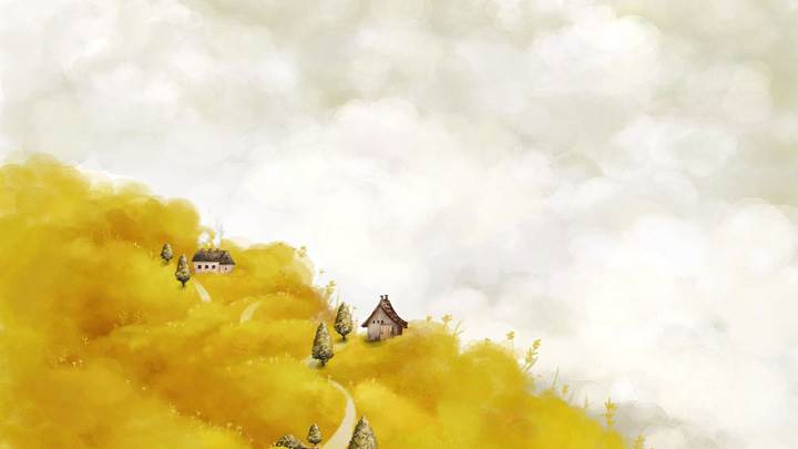 Yellow Mountains And Tree